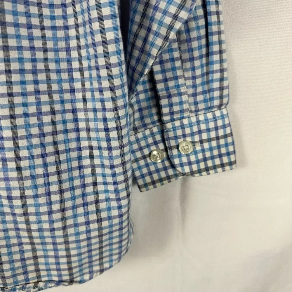 Kenneth Cole Reaction Boys Button Down Checked Plaid Dress Shirt Top Siz…